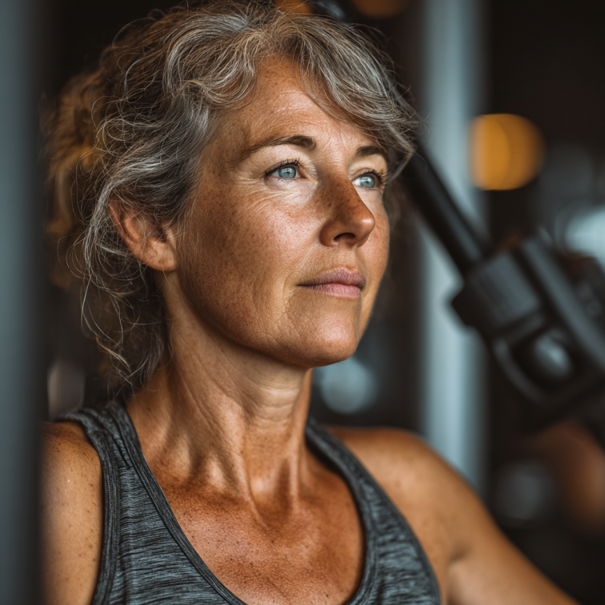 Старші люди займаються йогою у групі